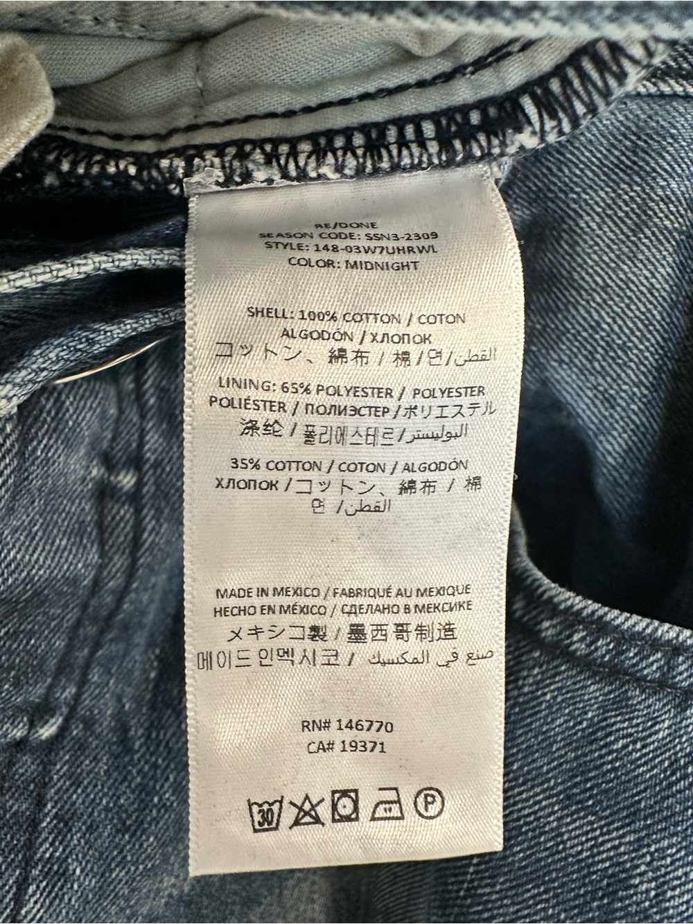 Re/Done High-Rise Wide-Leg Jeans in Midnight Size 28 $315 - Picture 8 of 9